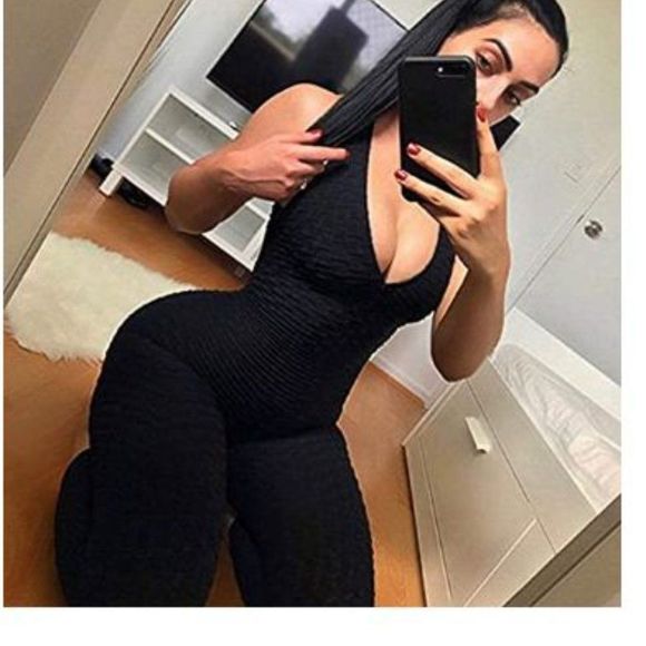 SEASUM Women Texture Bodysuit Sleevesless Jumpsuit - Picture 6 of 6